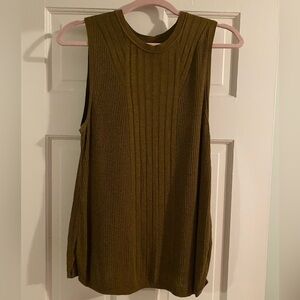 Olive Ribbed Sleeveless Top